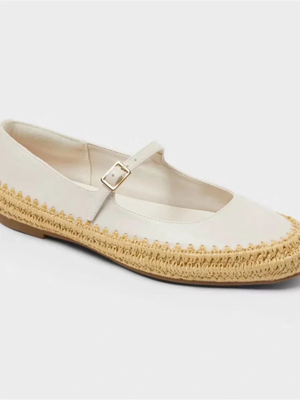 Women's Size 8 Cream Mary Jane Espadrille Flat with Memory Foam NEW